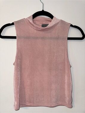 Olivia Rae Pink Velvet Mock Neck Tank Top